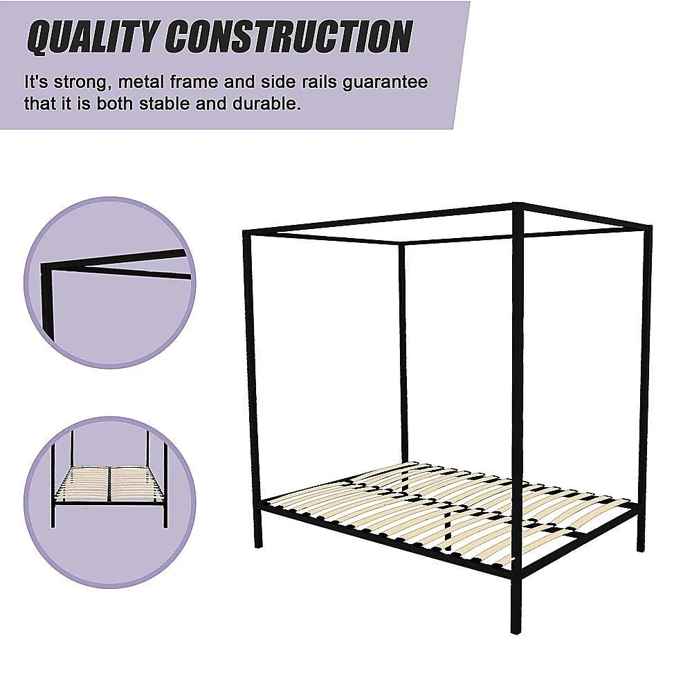 4 Poster Queen Bed Frame Black