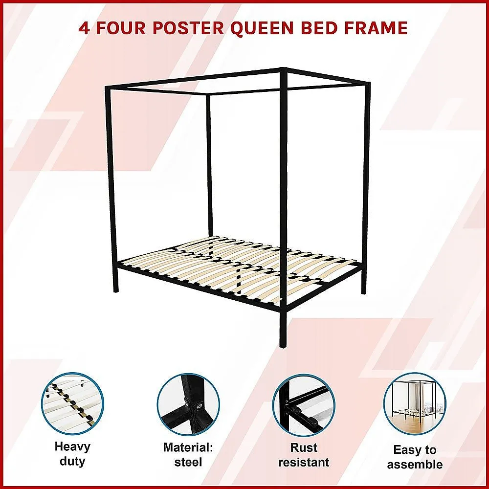 4 Poster Queen Bed Frame Black