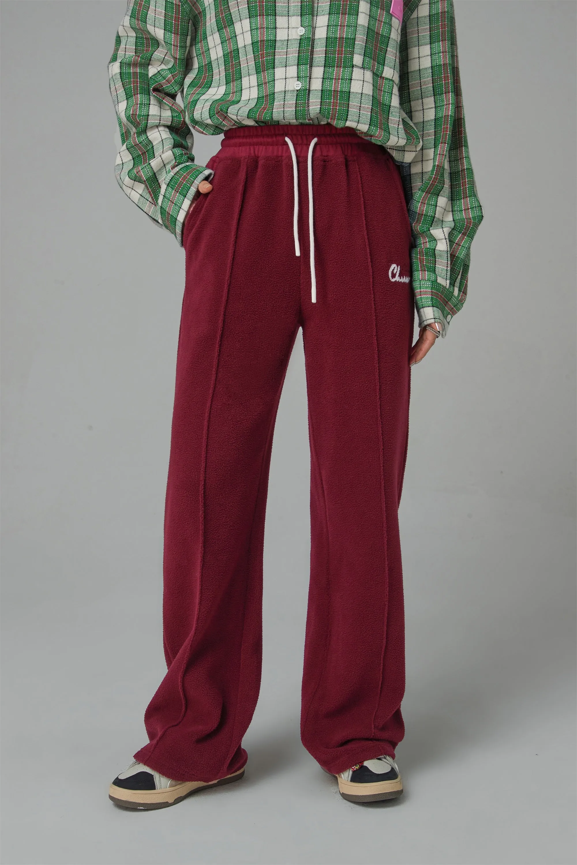 Back Hearts Fleece Wide Pants