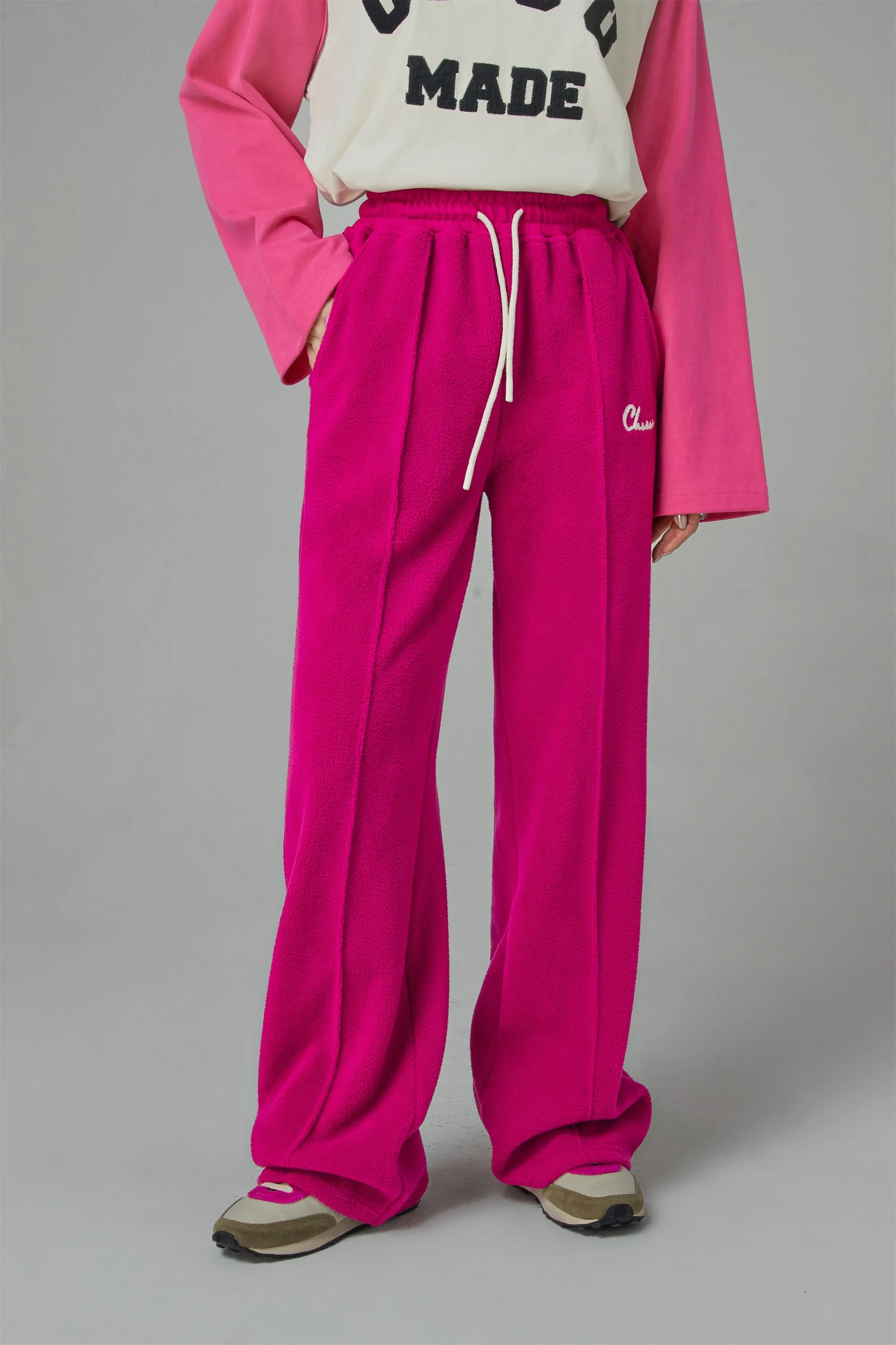 Back Hearts Fleece Wide Pants