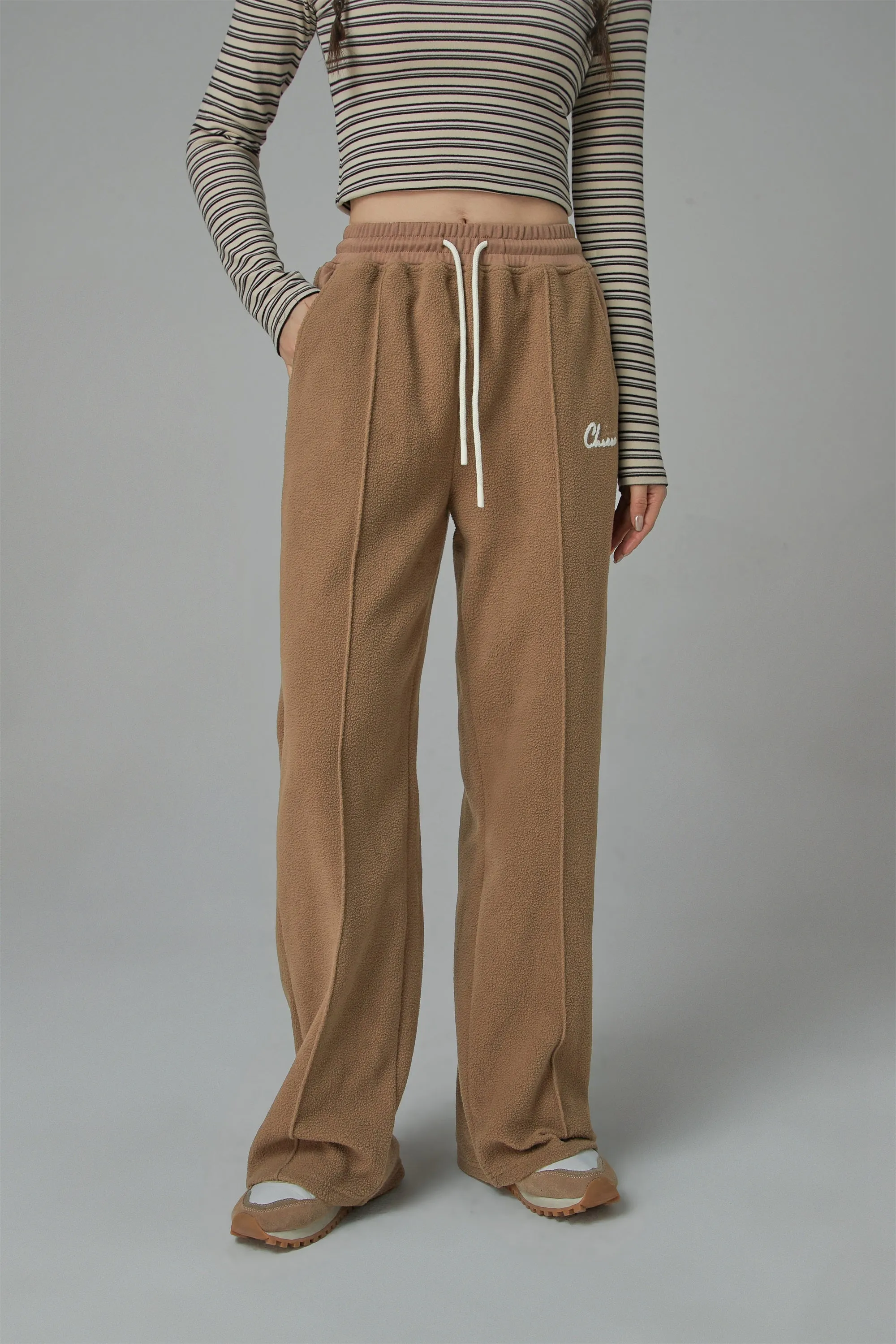 Back Hearts Fleece Wide Pants