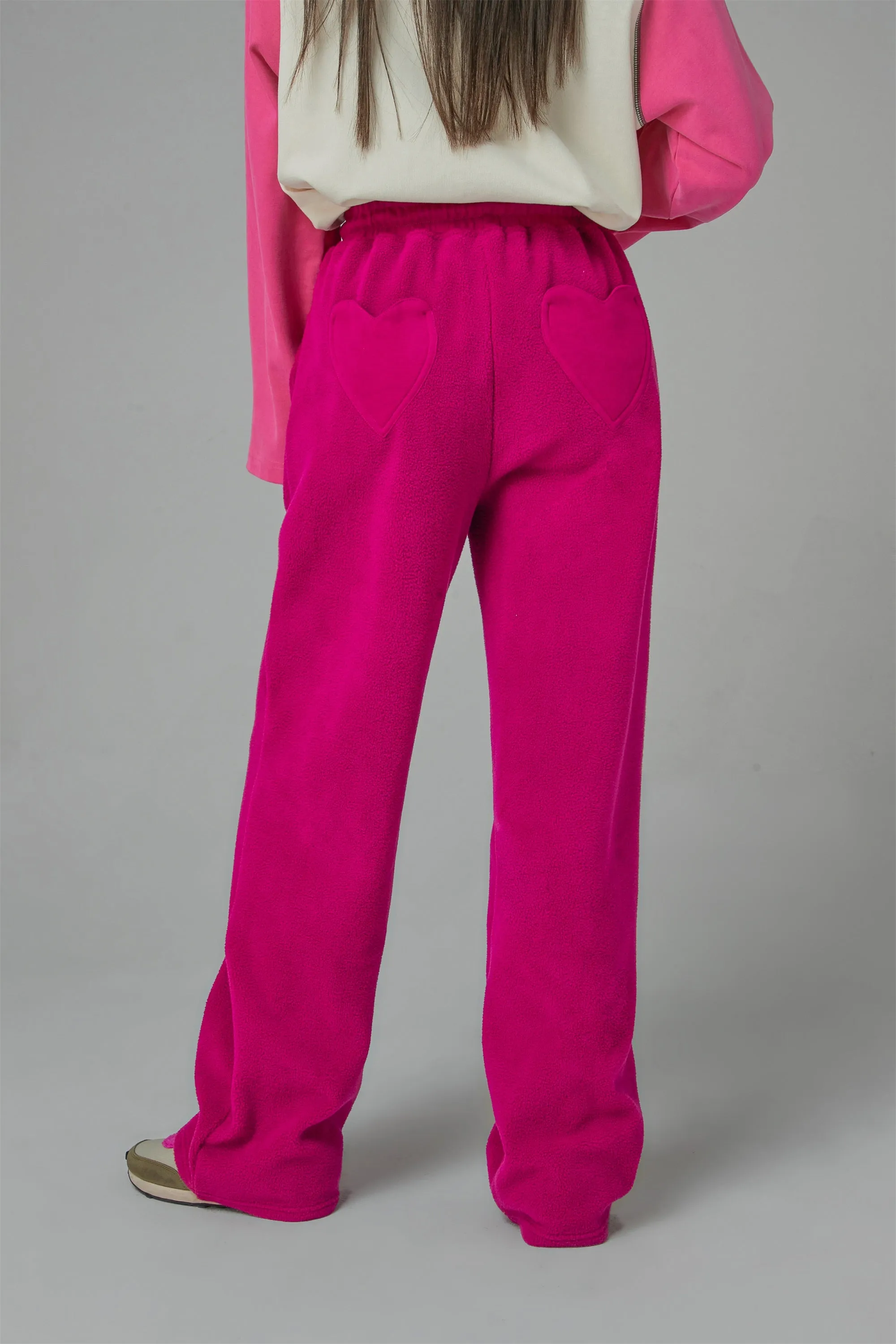 Back Hearts Fleece Wide Pants