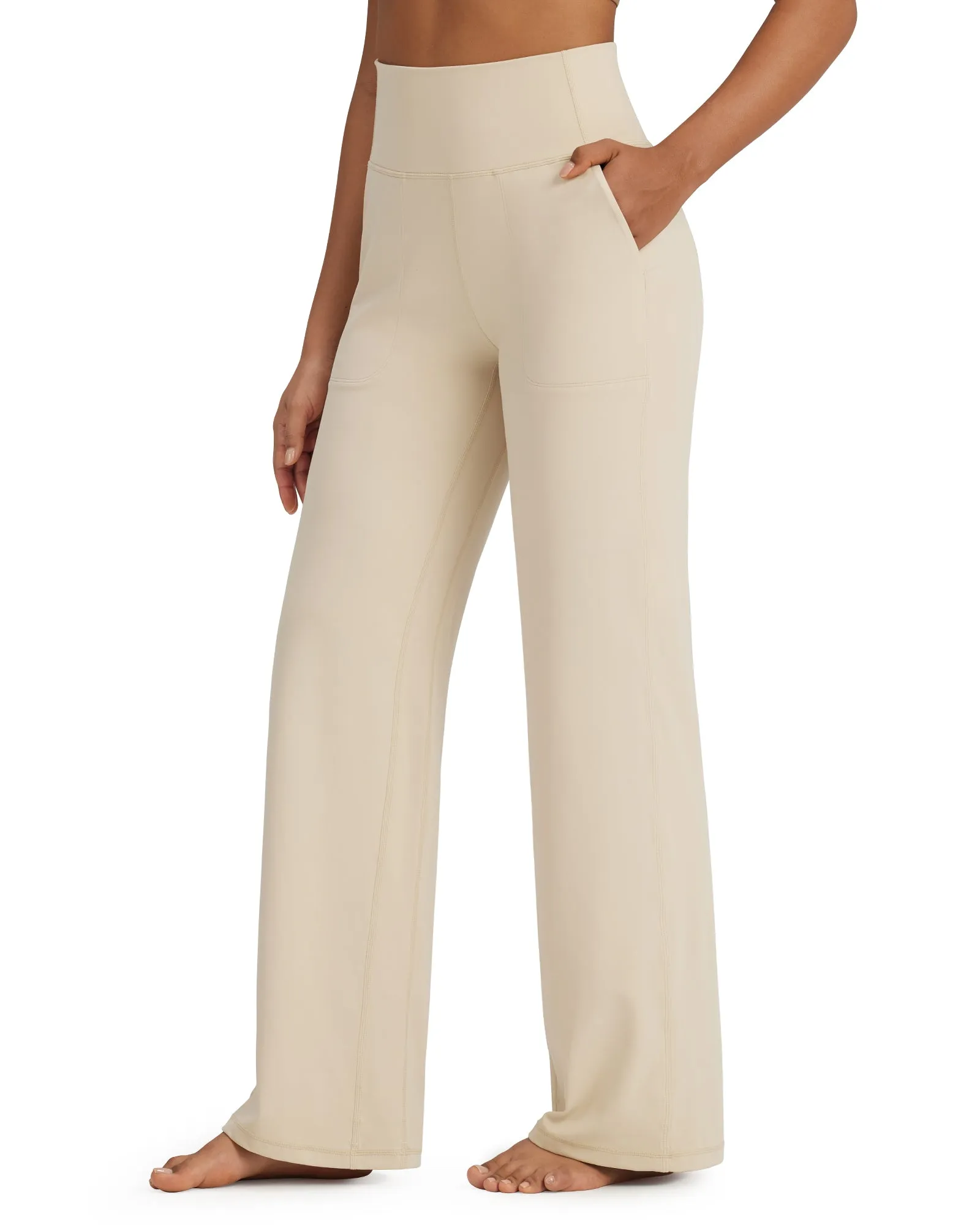 BareFeel Wide Leg High-Waisted Dressy Pants