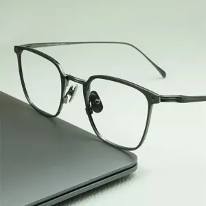 Black Mask Unisex Full Rim Square Titanium Eyeglasses Kj40