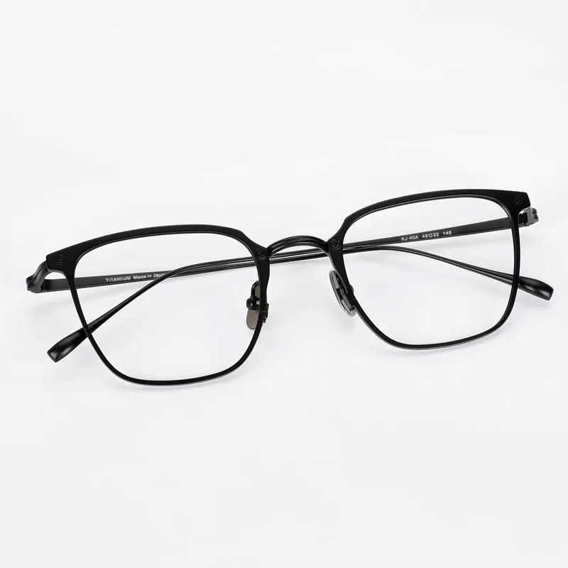 Black Mask Unisex Full Rim Square Titanium Eyeglasses Kj40