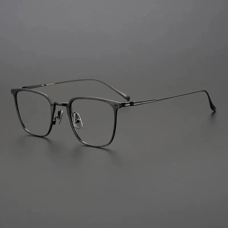 Black Mask Unisex Full Rim Square Titanium Eyeglasses Kj40