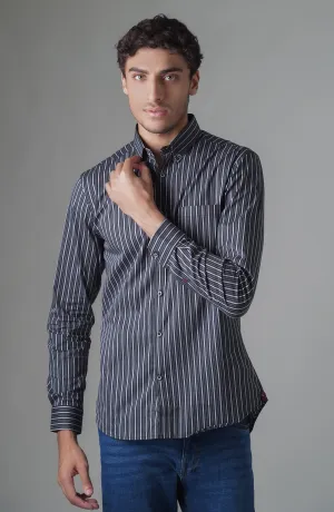 Black/Grey Full Sleeves Cotton Shirt