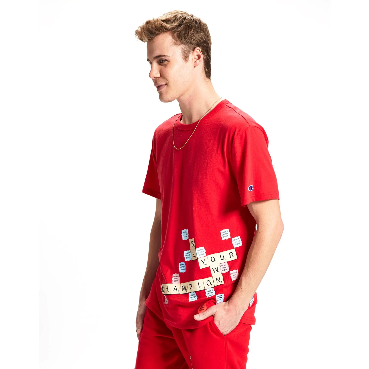 Champion Scrabble Tiles Men's Lightweight T-Shirt Scarlet