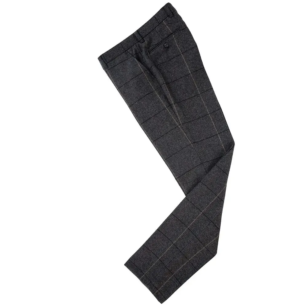 Charcoal Grey Overcheck Tweed 3 Piece Suit