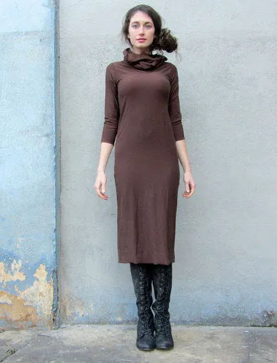 Chunky Cowl Pencil Below Knee Dress