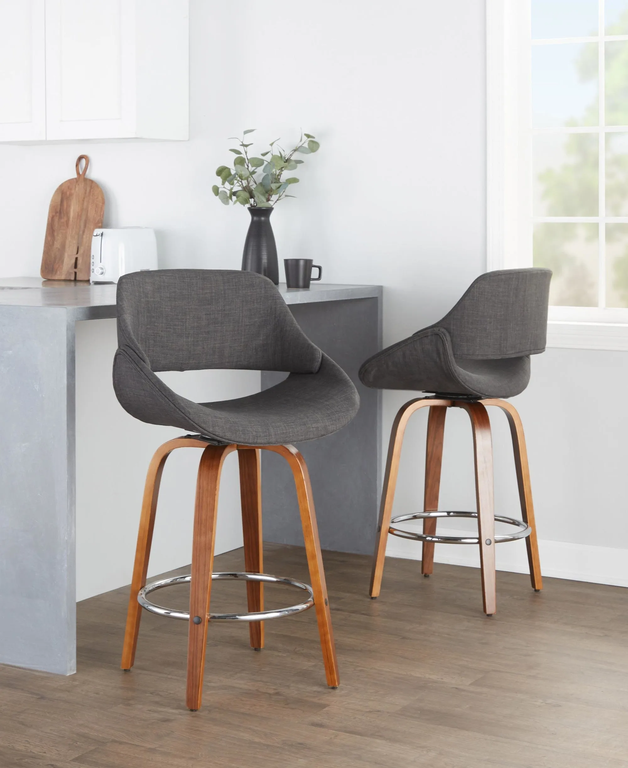 Fabrico 26" Fixed-Height Counter Stool - Set of 2 Gray Black By LumiSource