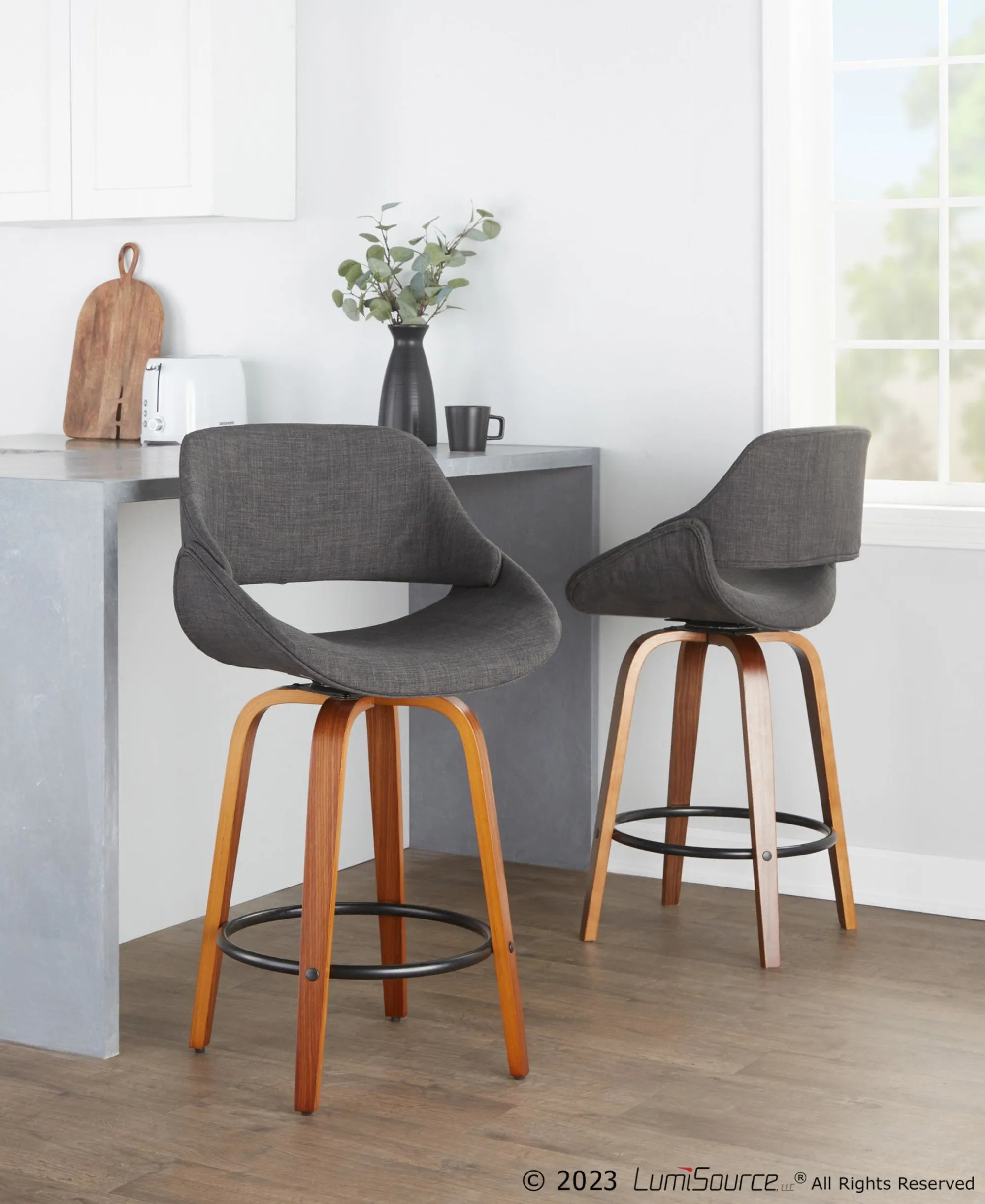 Fabrico 26" Fixed-Height Counter Stool - Set of 2 Gray Black By LumiSource