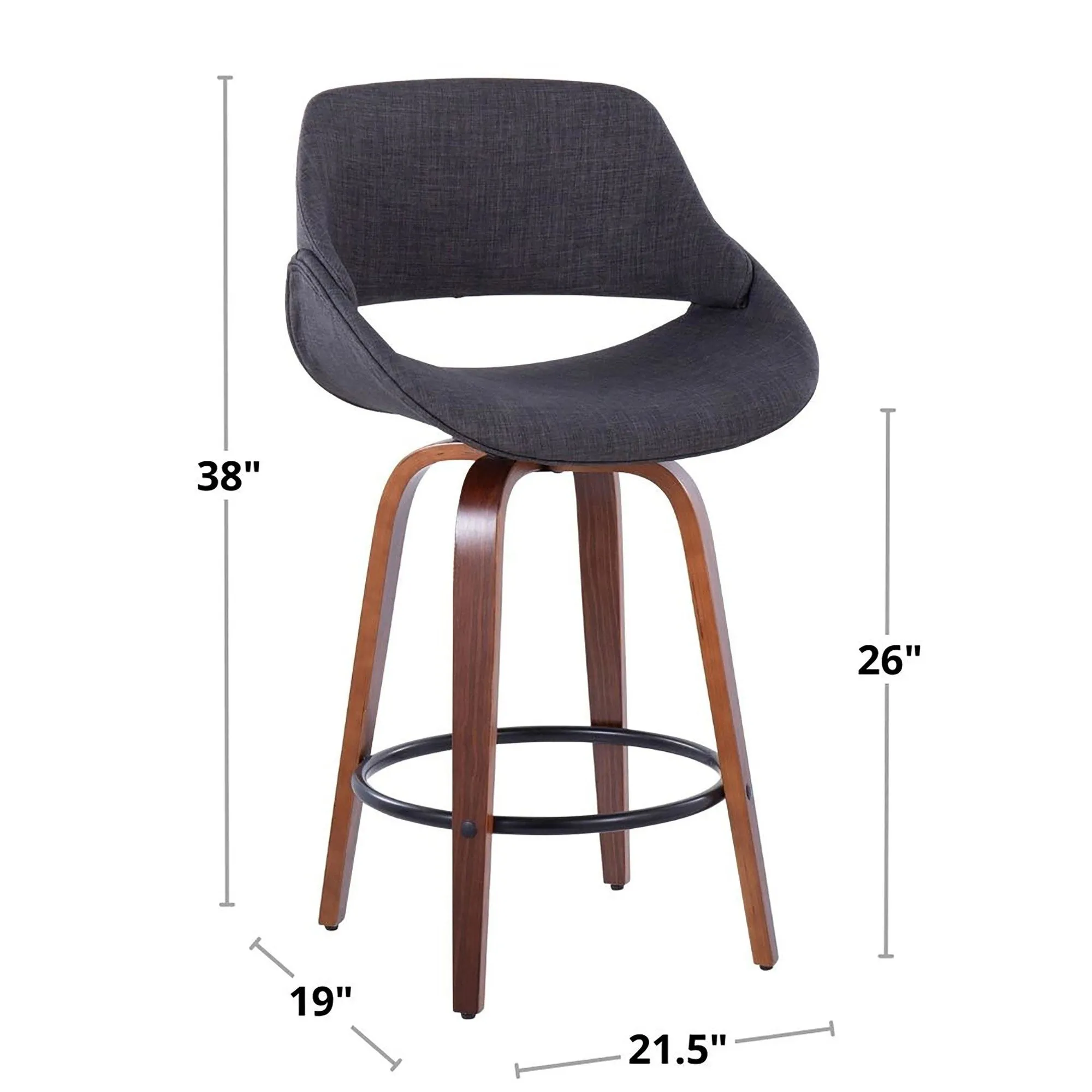 Fabrico 26" Fixed-Height Counter Stool - Set of 2 Gray Black By LumiSource