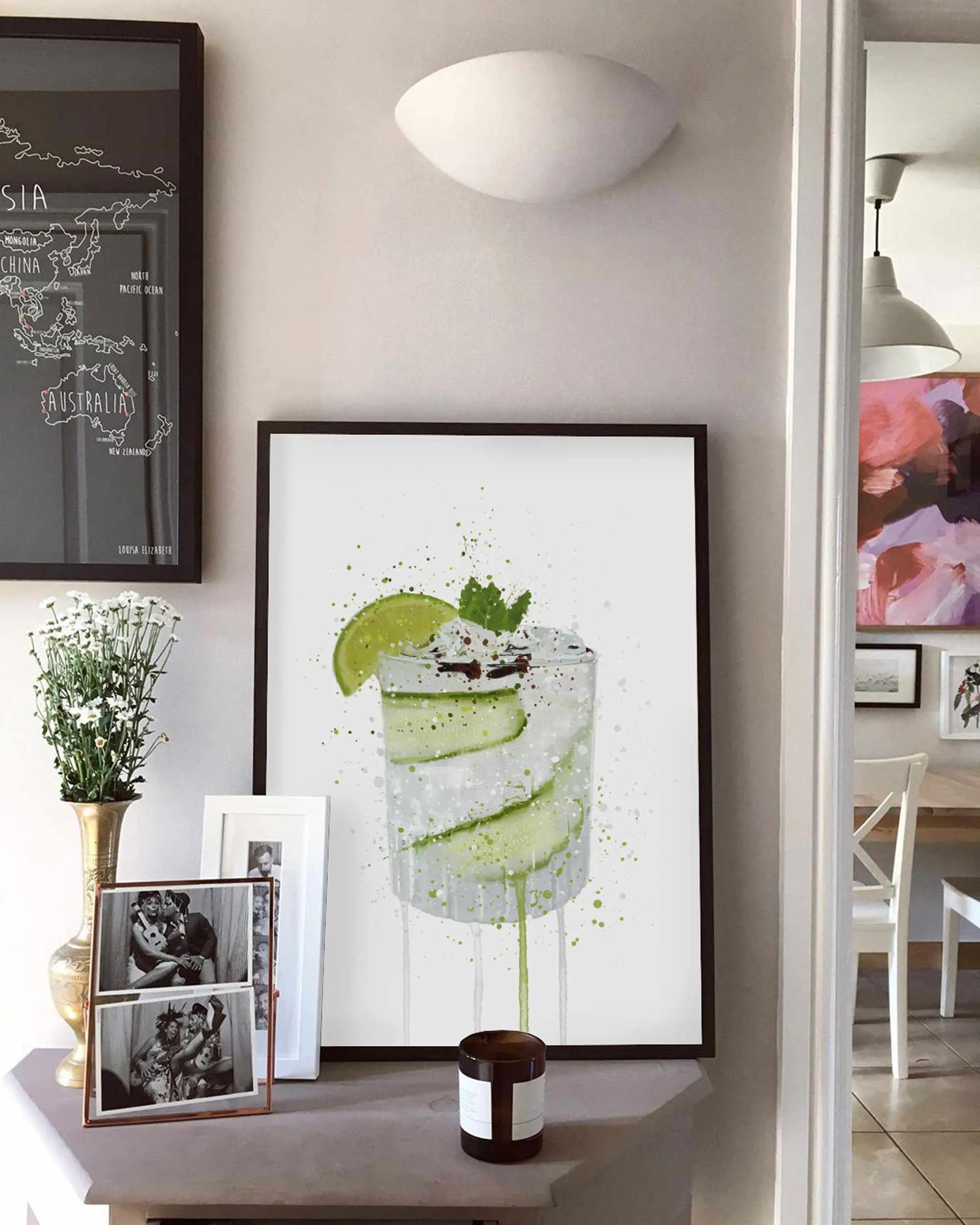 Gin and Tonic 'Cucumber & Lime' Wall Art Print