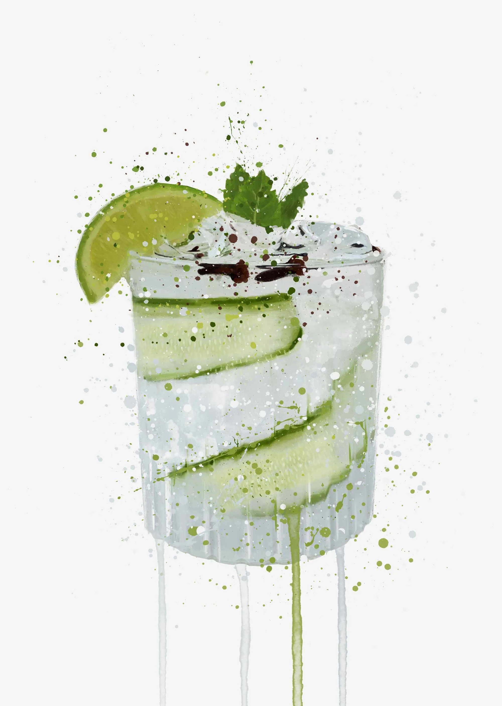 Gin and Tonic 'Cucumber & Lime' Wall Art Print