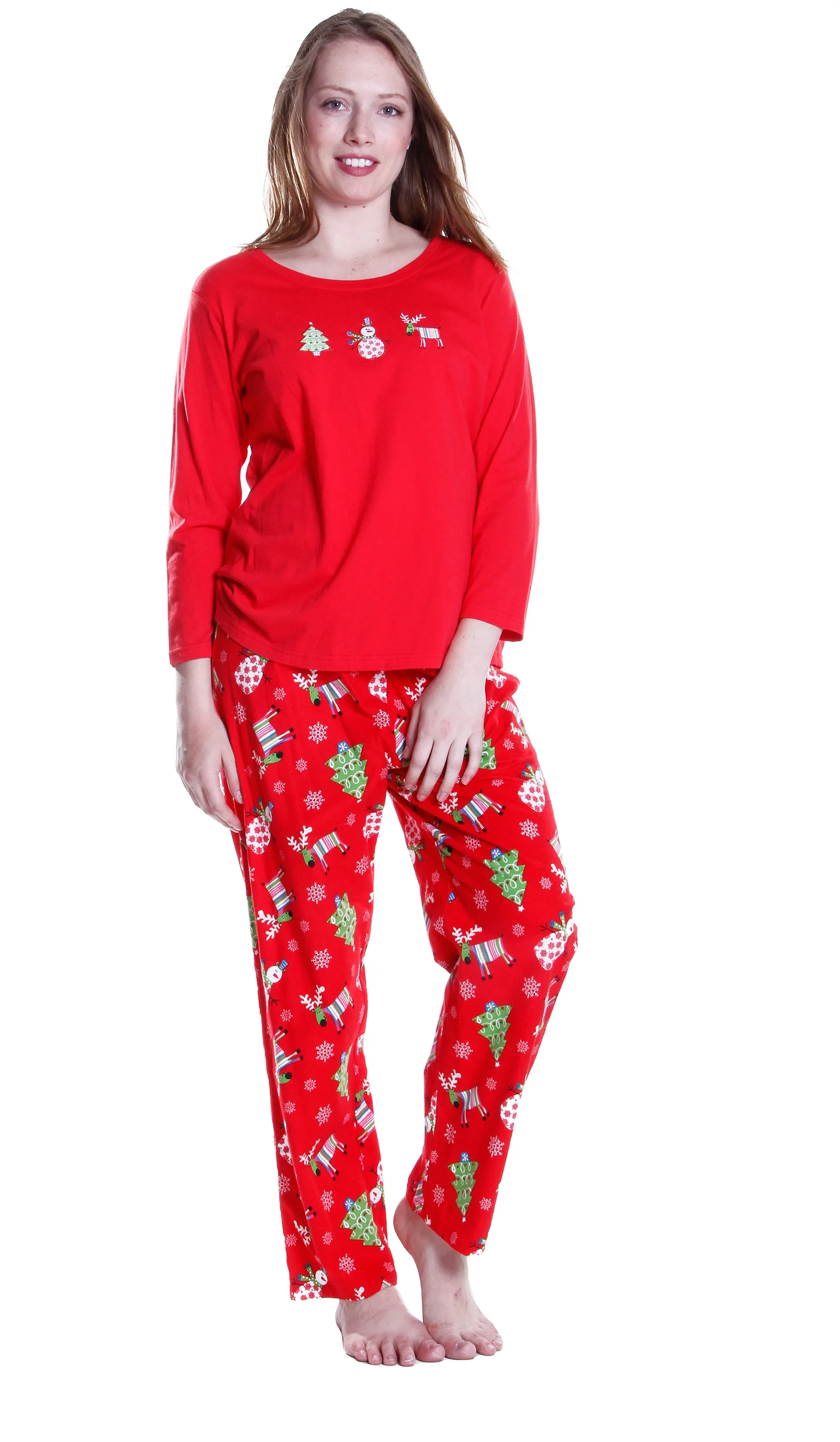 La Cera Holiday Pattern Flannel Pajama Set