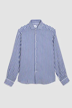 linen striped shirt navy