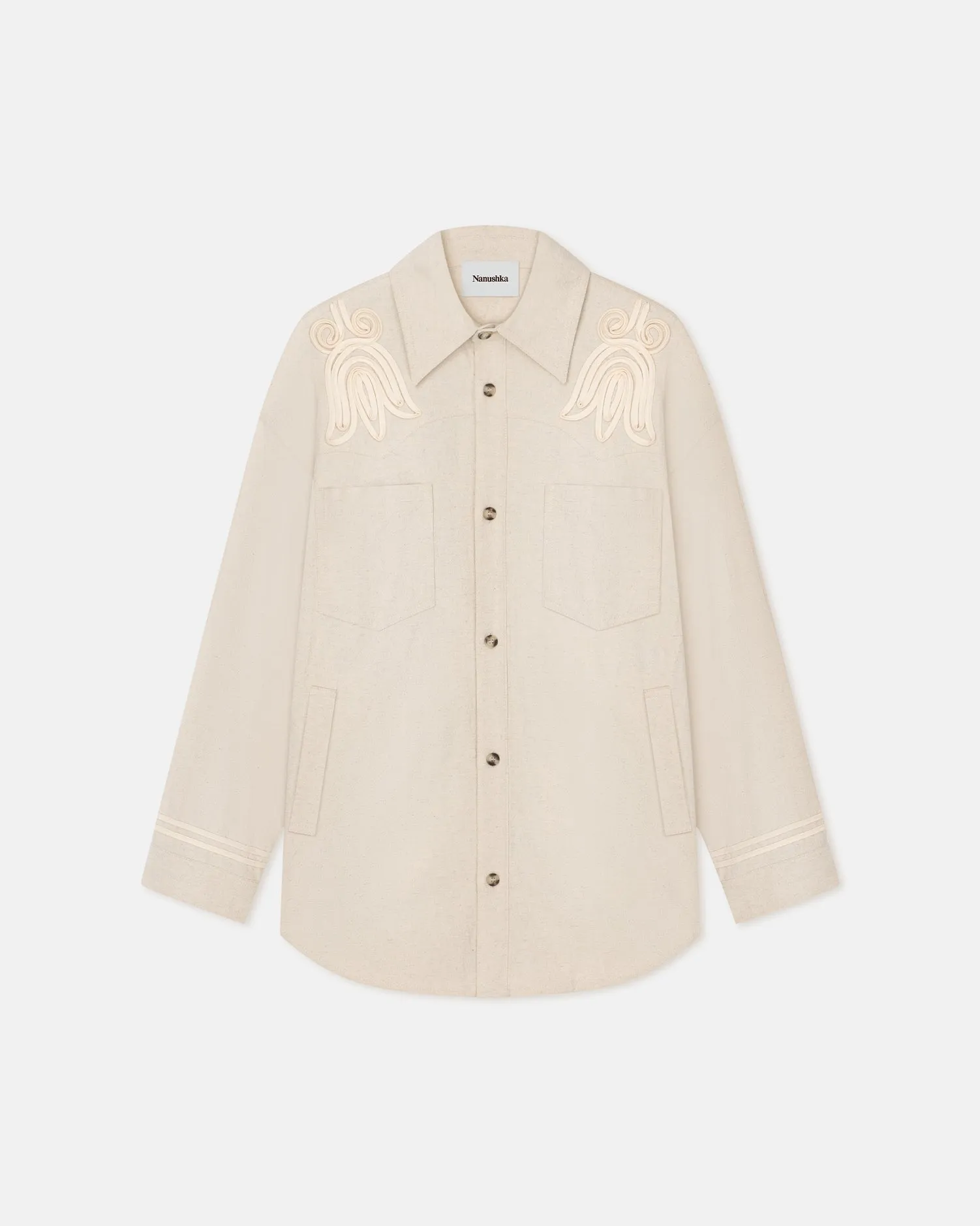 Marlas - Embroidered Washed Canvas Jacket - Natural