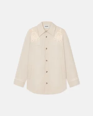 Marlas - Embroidered Washed Canvas Jacket - Natural