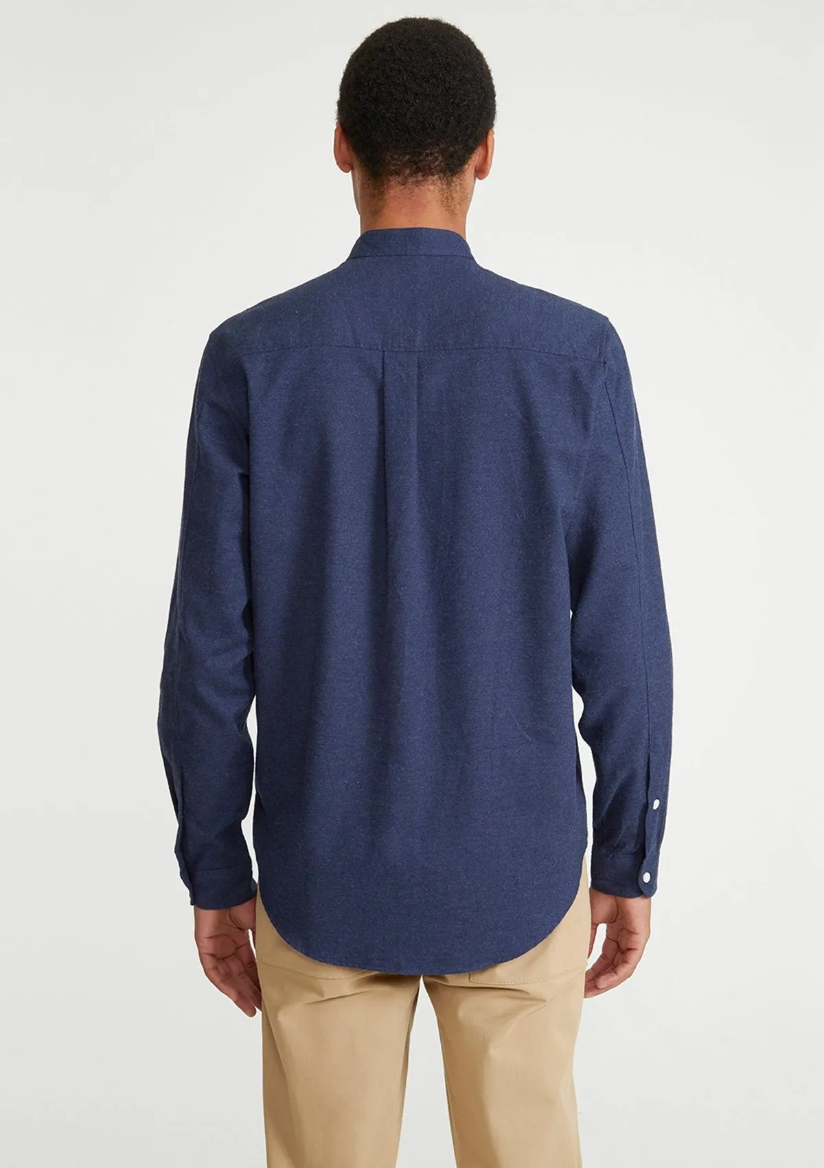 Navy Cotton Cashmere Grandad Shirt