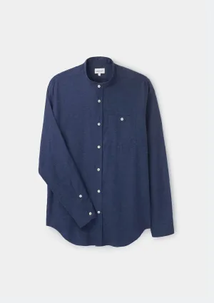 Navy Cotton Cashmere Grandad Shirt