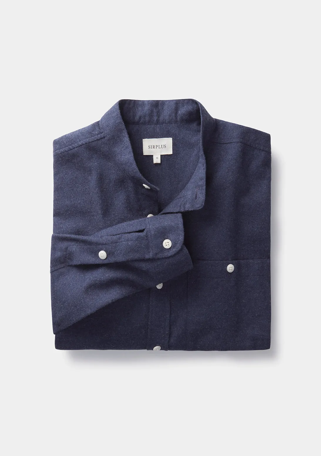 Navy Cotton Cashmere Grandad Shirt