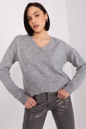 RUE PARIS Women's Casual European Grey Pullover Sweater-model 189303