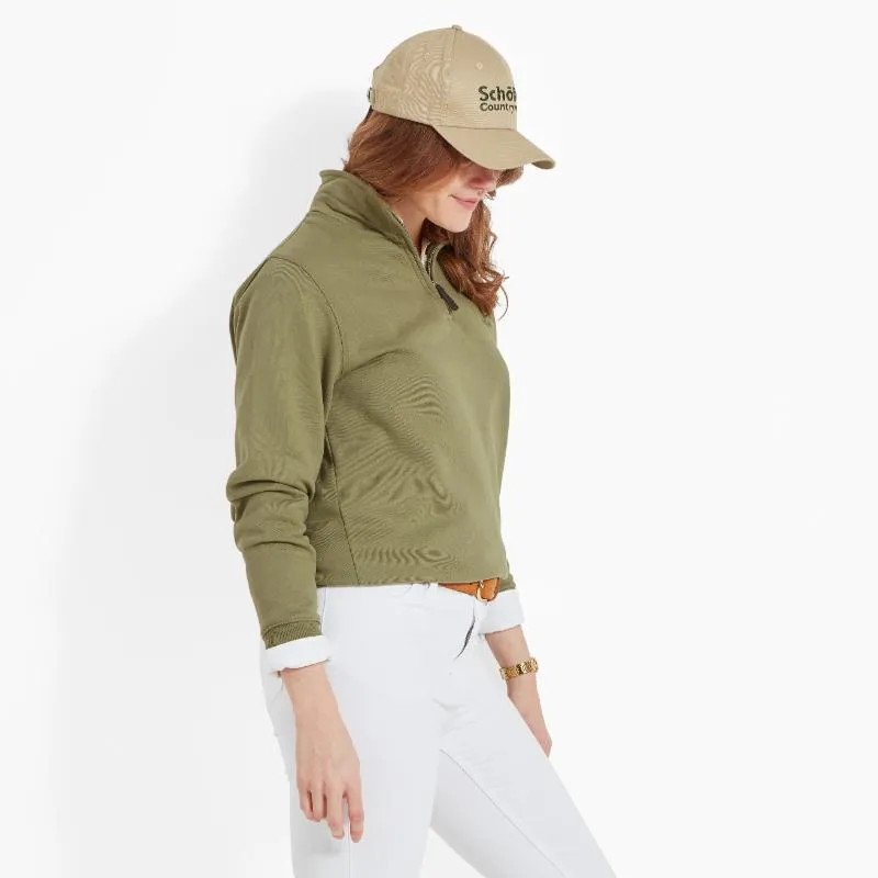 Schoffel Sennen Cove Ladies 1/4 Zip Sweatshirt - Light Khaki Green