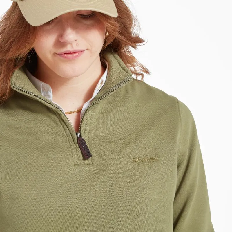 Schoffel Sennen Cove Ladies 1/4 Zip Sweatshirt - Light Khaki Green