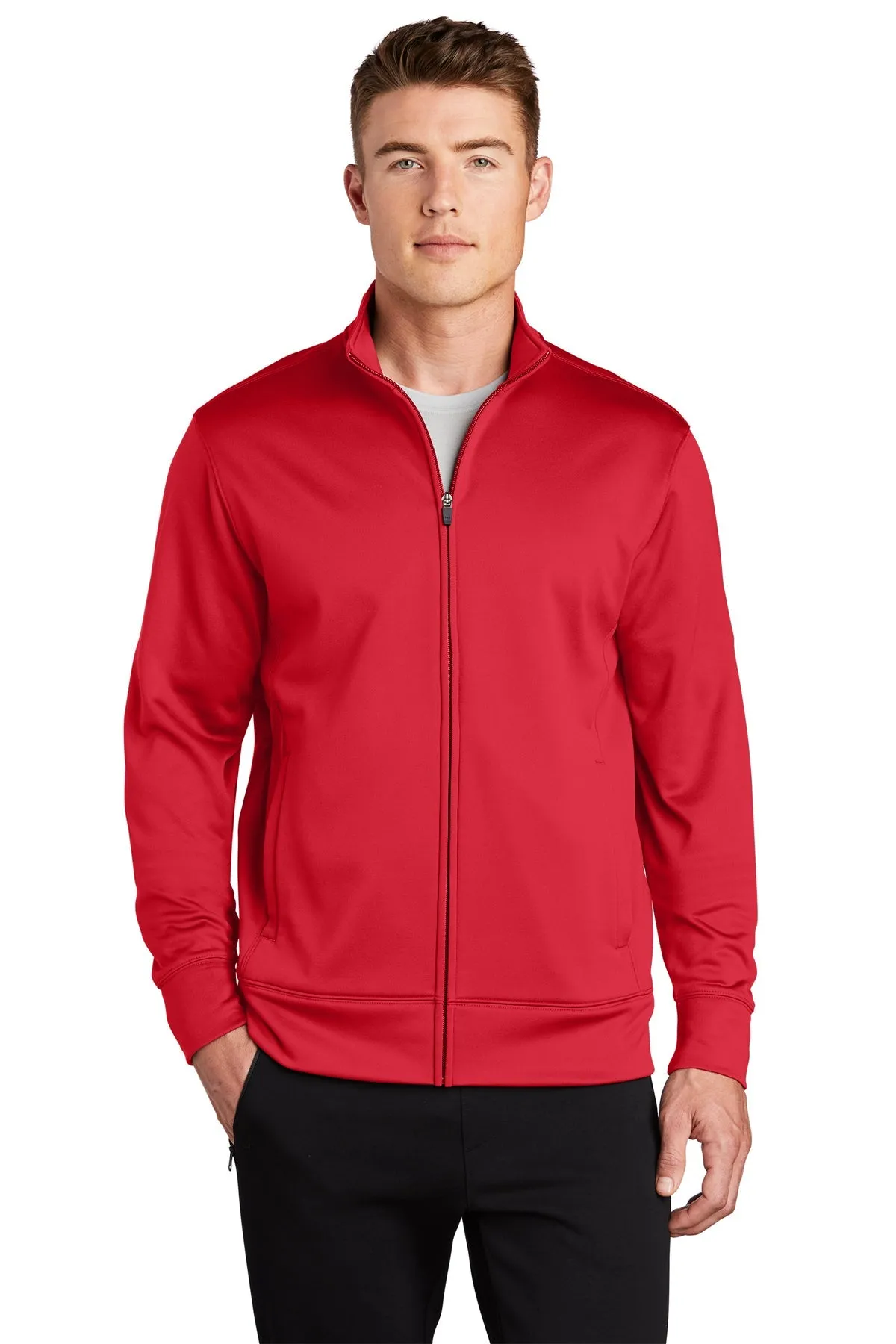 Sport-Tek Sport-Wick Fleece Customized Full-Zip Jackets, Deep Red