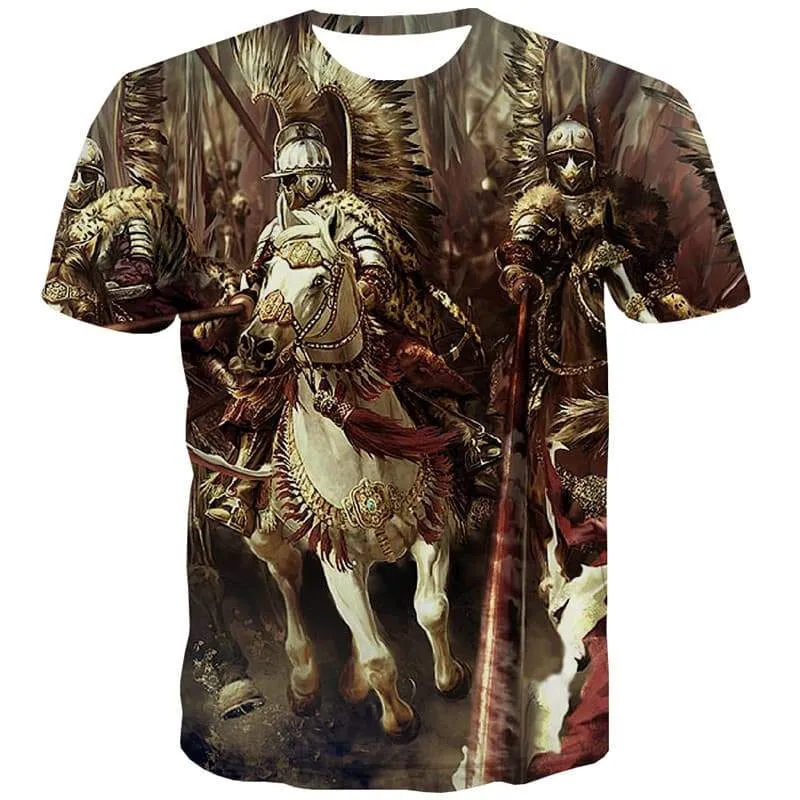 War T-shirt Men Animal T-shirts Graphic Military T-shirts 3d Horse Tshirts Casual