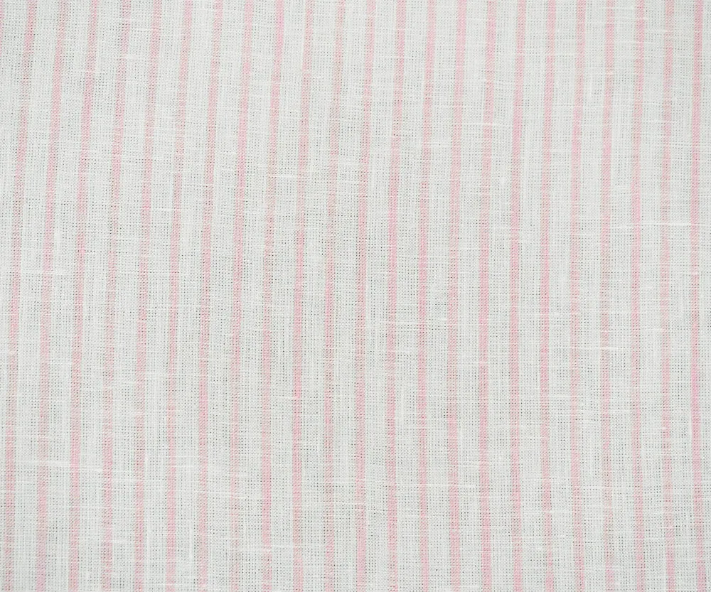 White-Pink Striped Spence Bryson Striped Washed Irish Linen Woven Fabric