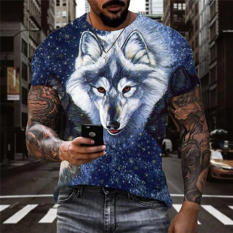 Wolf T shirt Men Animal Funny T shirts Galaxy T-shirts 3d Home Anime Clothes