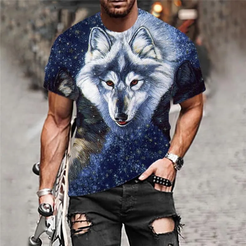 Wolf T shirt Men Animal Funny T shirts Galaxy T-shirts 3d Home Anime Clothes