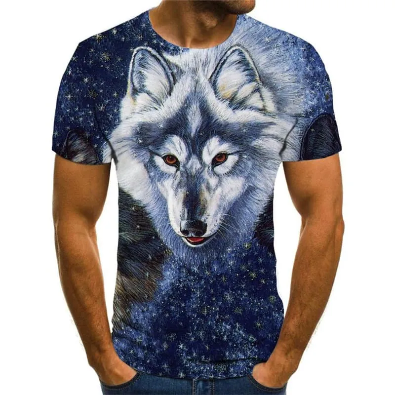 Wolf T shirt Men Animal Funny T shirts Galaxy T-shirts 3d Home Anime Clothes